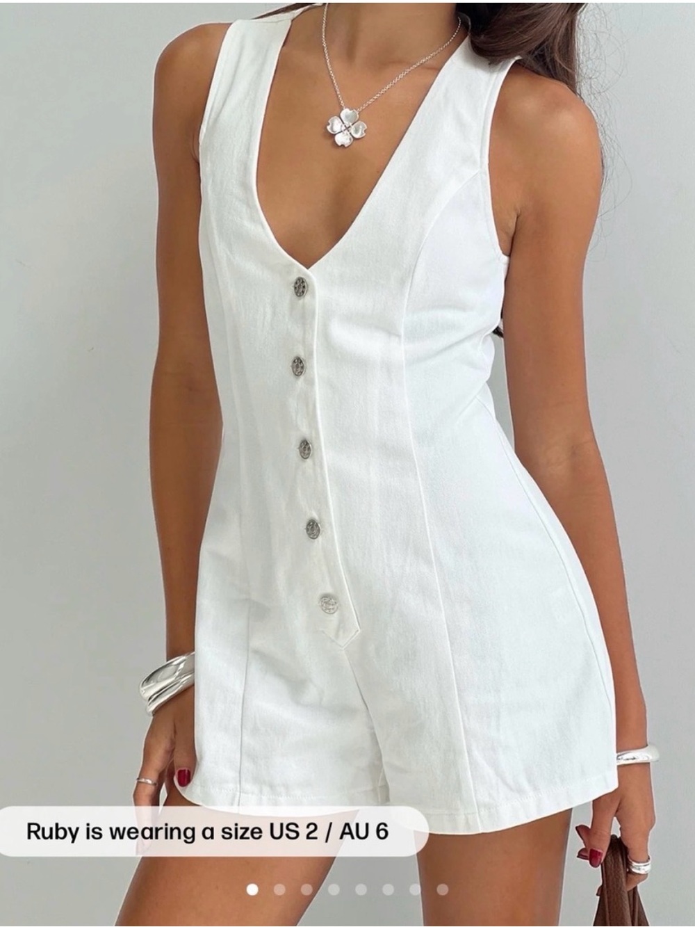 Princess Polly White Button-Front Sleeveless Mini Dress